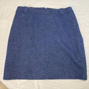 Talbots Lined Skirt Plus 14W Herringbone Wool Blend Blue Office Classic Academia